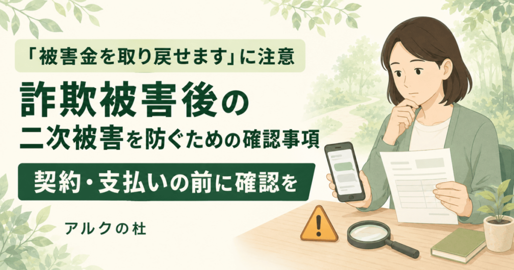 詐欺被害後の返金・資金回収をうたう二次被害への注意喚起
